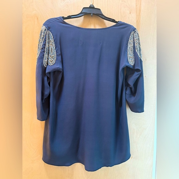 Yigal Azrouel Blue Embellished Relaxed Blouse - Picture 9 of 12